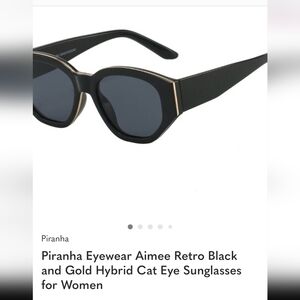 Piranha Retro Black and Gold Cat Eye Sunglasses for Women